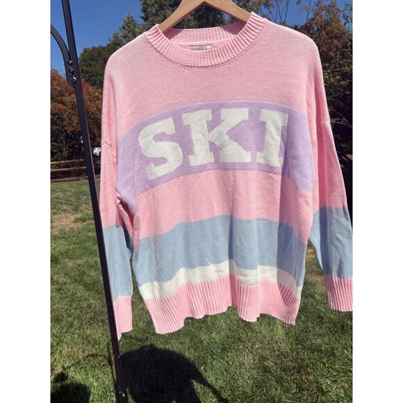 Sincerely Jules Pink Ski Sweater Size Small Winter Crewneck Pullover - Picture 3 of 7